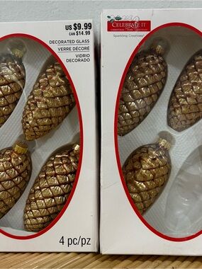 CELEBRATE IT Sparkling Creations Decorated Glass Pinecone Ornaments   (Set of 7)